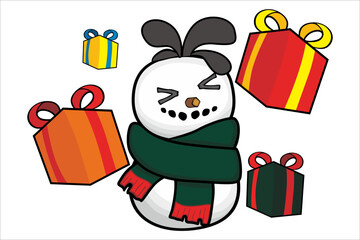 Cute snowman with Christmas Theme