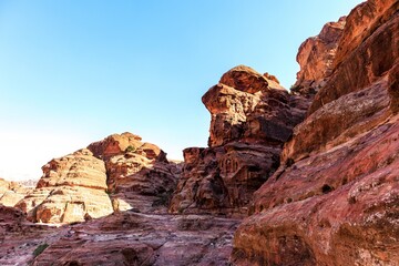 Landscapes in the Wadi Musa desert in Jordan near Petra