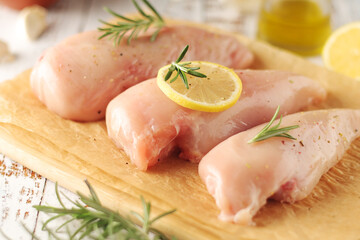 Chicken fillet with pepper and green ready for cooking	