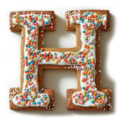 Weihnachtliche Buchstabenpl&auml;tzchen H mit Streuseln und Glasur
