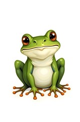 Obraz premium Cute green tree frog isolated on white background, perfect for wildlife nature macro photography