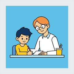 Fototapeta premium A tutor helping a student with vector illustration