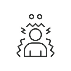 Fototapeta premium Fear, in line design. Fear, Anxiety, Terror, Panic, Fright, Scared, Dread on white background vector. Fear editable stroke icon.