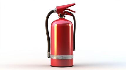 Obraz premium Realistic 3D Bright Red Fire Extinguisher Isolated - Stock Photo