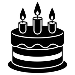 Birthday cake with candles silhouette vector illustration