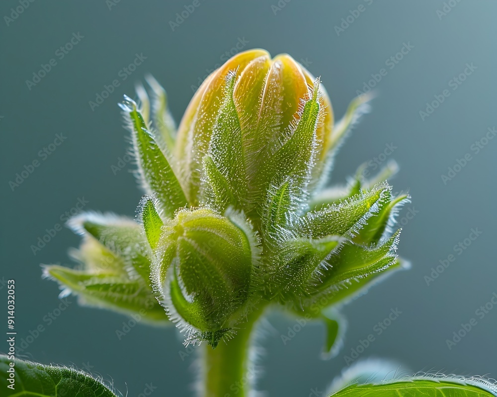 Poster mesmerizing macro shot of a delicate flower bud revealing intricate textures and patterns