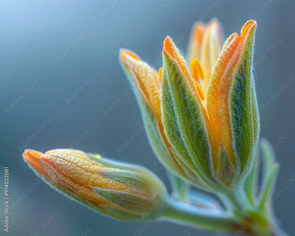 Wall mural Stunning Macro Shot of a Vibrant Flower Bud Revealing Its Delicate Texture and Intricate Details