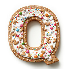 Weihnachtliche Buchstabenplätzchen Q mit Streuseln und Glasur
