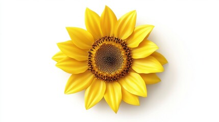 Fototapeta premium 3D Bright Yellow Sunflower with Detailed Petals - Isolated Stock Image