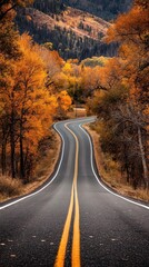 Fototapeta premium Fall road trip ideas, vibrant colors, scenic routes, dynamic action, inviting