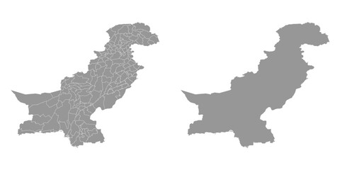 Pakistan map with administrative divisions. Vector illustration.