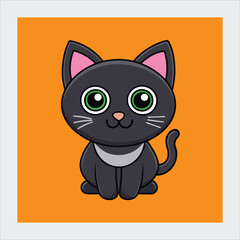  Black cat Halloween vector icon