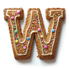 Weihnachtliche Buchstabenplätzchen W mit Streuseln und Glasur