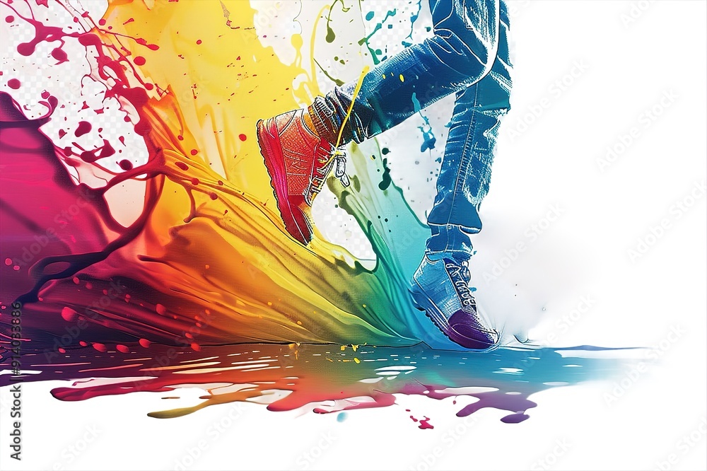 Poster a colorful color splash with an uncolored background