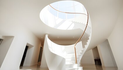 Elegant White Spiral Staircase in Modern Interior