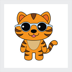 Fototapeta premium Cartoon baby tiger vector illustration.