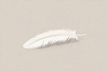 Obraz premium Minimalist Flat Design Feather Icon on Taupe Background - Side View Shot with White Background