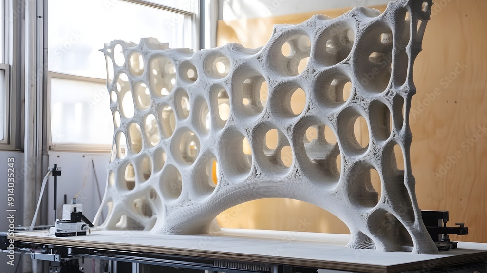Poster intricate 3d printed wall patterns showcasing advanced building techniques