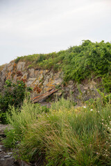 Ocean view and rocks in cape elizabeth maine