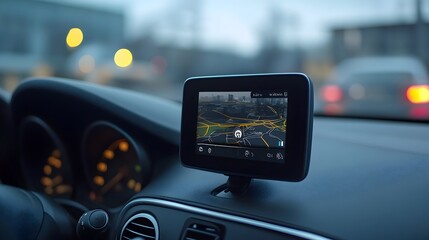 GPS Tracker on Car Dashboard for Smart Vehicle Monitoring and Driving