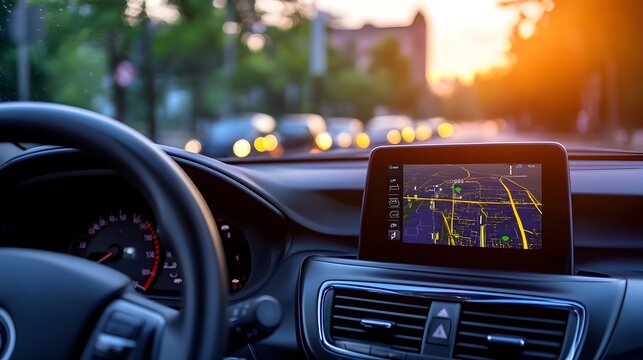 GPS Tracker on Car Dashboard for Smart Vehicle Monitoring and Driving