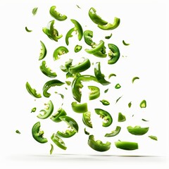 Fototapeta premium Floating Red and Green Chili Peppers