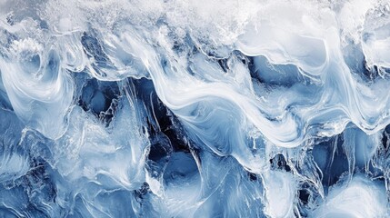 Obraz premium Close-up of a frozen ice surface, revealing the detailed and mesmerizing formations.