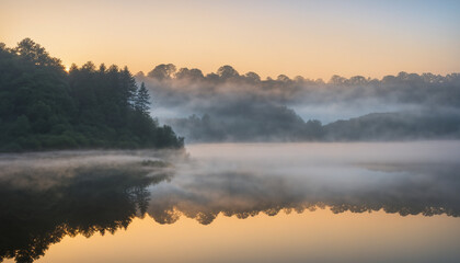 Obraz premium sunrise over the river background 