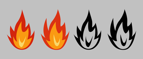 Fire icons set. campfire, bonfire illustration.