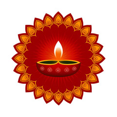 happy diwali indian festival decorative diye illustration on png background