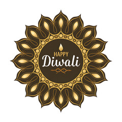 happy diwali indian festival decorative diye illustration on png background