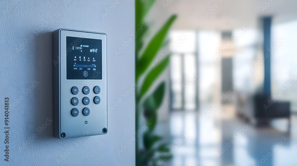 Aufkleber modern digital control panel with various buttons and screen options for home or office automation