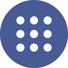 Menu button or dial icon. Flat style. Round blue icon for mobile apps, UI and web design