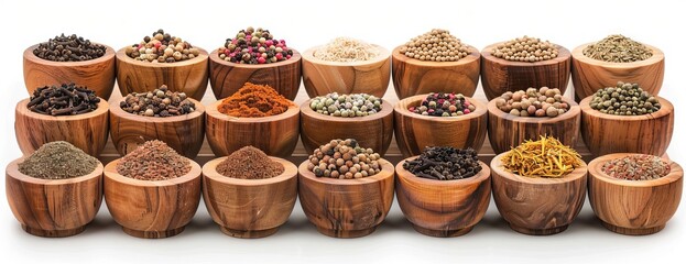 Obraz premium Assorted Spices in Wooden Containers