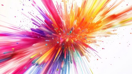 3D Multicolored Abstract Fireworks Frozen in Mid-Explosion - Digital Art