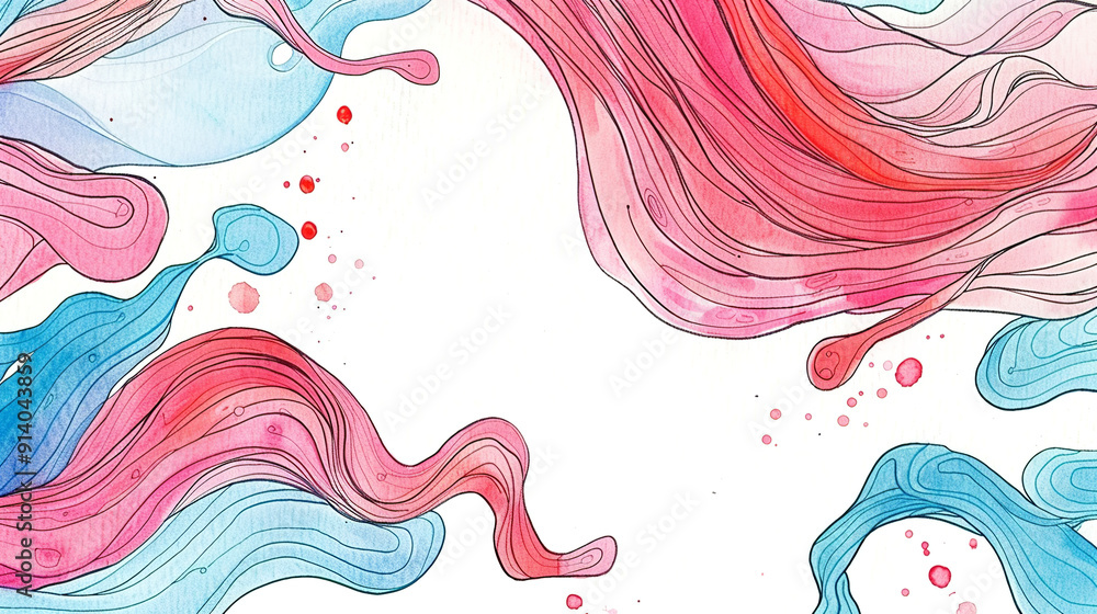 Poster abstract colorful waves and dots pattern.