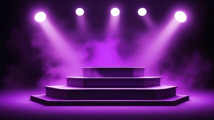 Obraz premium Purple podium smoke spotlight stage 