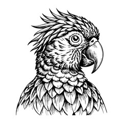 parrot with a raised crest, front view, on a white background