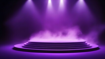 Purple podium smoke spotlight stage 