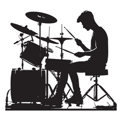 Fototapeta premium Drummer kit silhouette vector illustration.