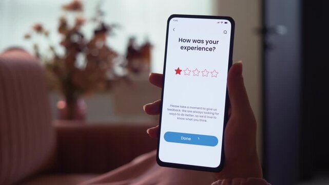 Leaving a 1 star customer review. Unhappy and dissatisfied client. Fictional Interface.
