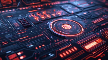 Fototapeta premium 3d Futuristic user interface. Technological background. Security data base. 