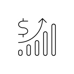 Increase Money Growth Icon - Minimalist Line Art, Financial Growth, Profit Up, Business Success, Investment Return, Income Increase, Financial Performance, Revenue Growth