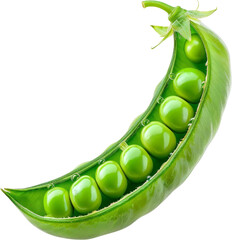 Fresh and vibrant green pea pod with peas isolated on a white background, highlighting the healthy and natural essence of the vegetable.