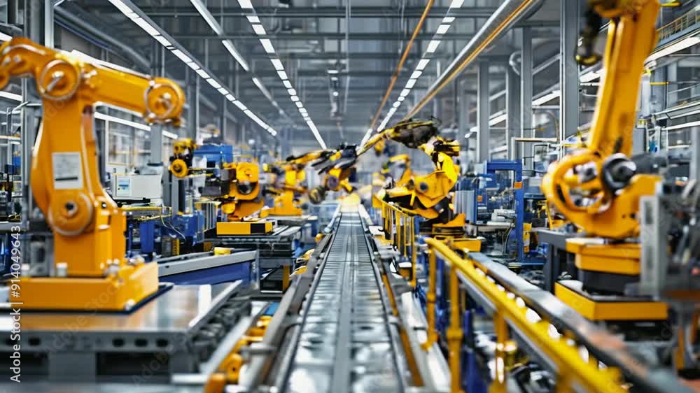 Aufkleber robotic arms efficiently assemble components on the production line, showcasing automation technolog