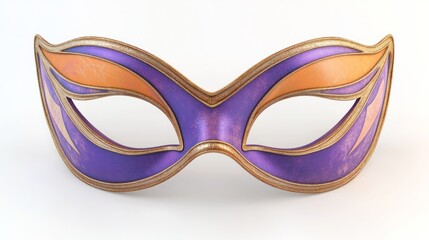 Fototapeta premium Purple and Orange Carnival Mask 3D Render - Isolated on White Background