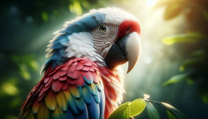 Fototapeta premium Parrot and Forest’s Vibrant Whisper