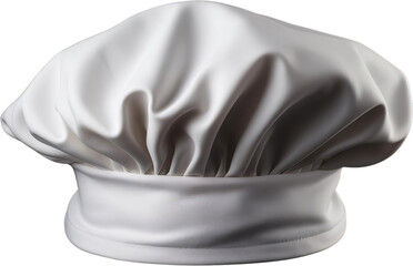 Close-up of a pristine white chef's hat, symbolizing culinary arts and professionalism in the kitchen environment.