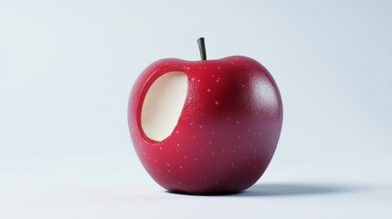 3D Realistic Red Apple with Bite - Isolated Stock Image