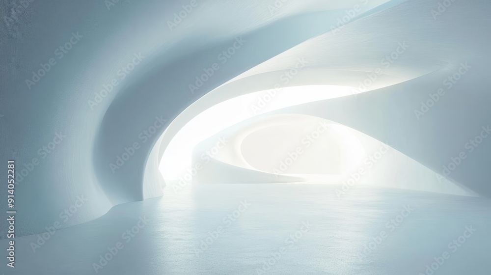 Poster white abstract architecture with lines and curves in the futuristic style
